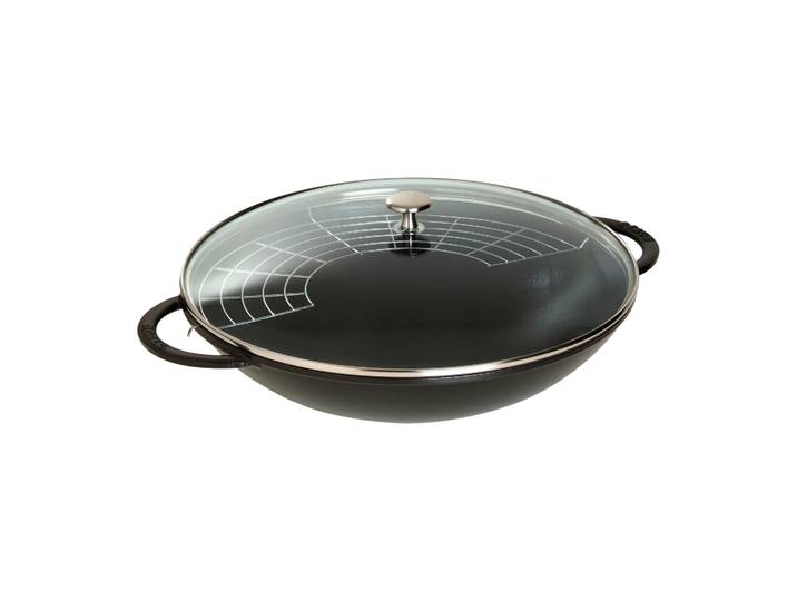 STAUB Wok avec couvercle en verre Ø37 cm 5,7 L Noir