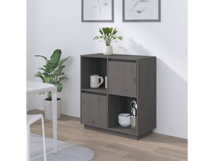 vidaXL Sideboard Gris 74x35x80 cm Pin massif