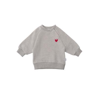 Sweatshirt LILIPUT "Herz", Jungen, Gr. 110/116, grau, 80% Baumwolle, 20% Polyester, bedruckt, normal, Rundhals, Sweatshirts Sweatshirt, aus super weichem Material