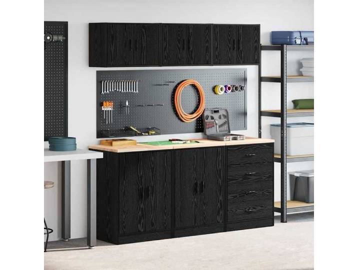 Armoires de garage 6 pcs noir bois d'ingénierie armoire de rangement de garage armoire de rangement établi de 3328342