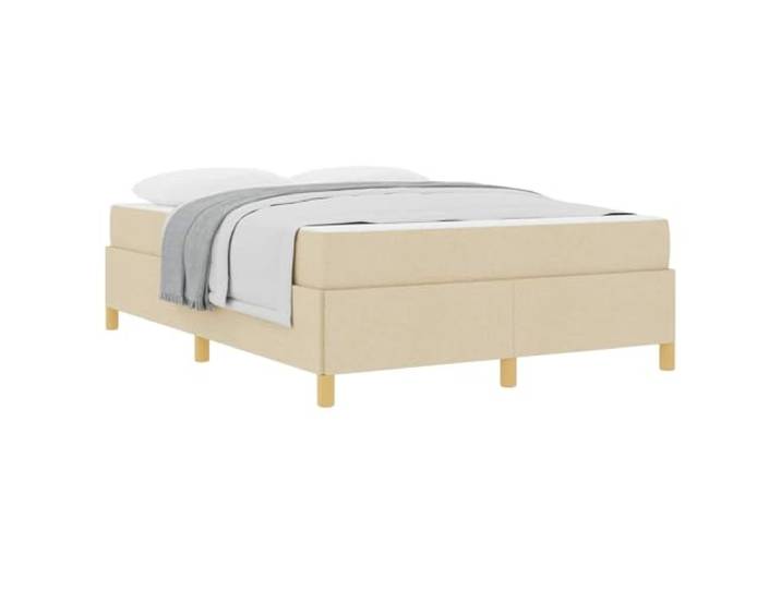 KKgypkn Bettrahmen mit Matratze 140x200 cm, Stoff Creme, Bettgestell mit Matratze 140x200, modernes Design mit Stauraum, Taschenfederkernmatratze, einfache Montage