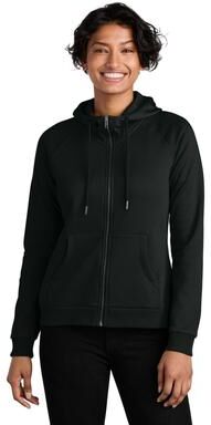 Allmade AL5003 Women's Organic CVC Fleece Full-Zip Hoodie in Deep Black size XS