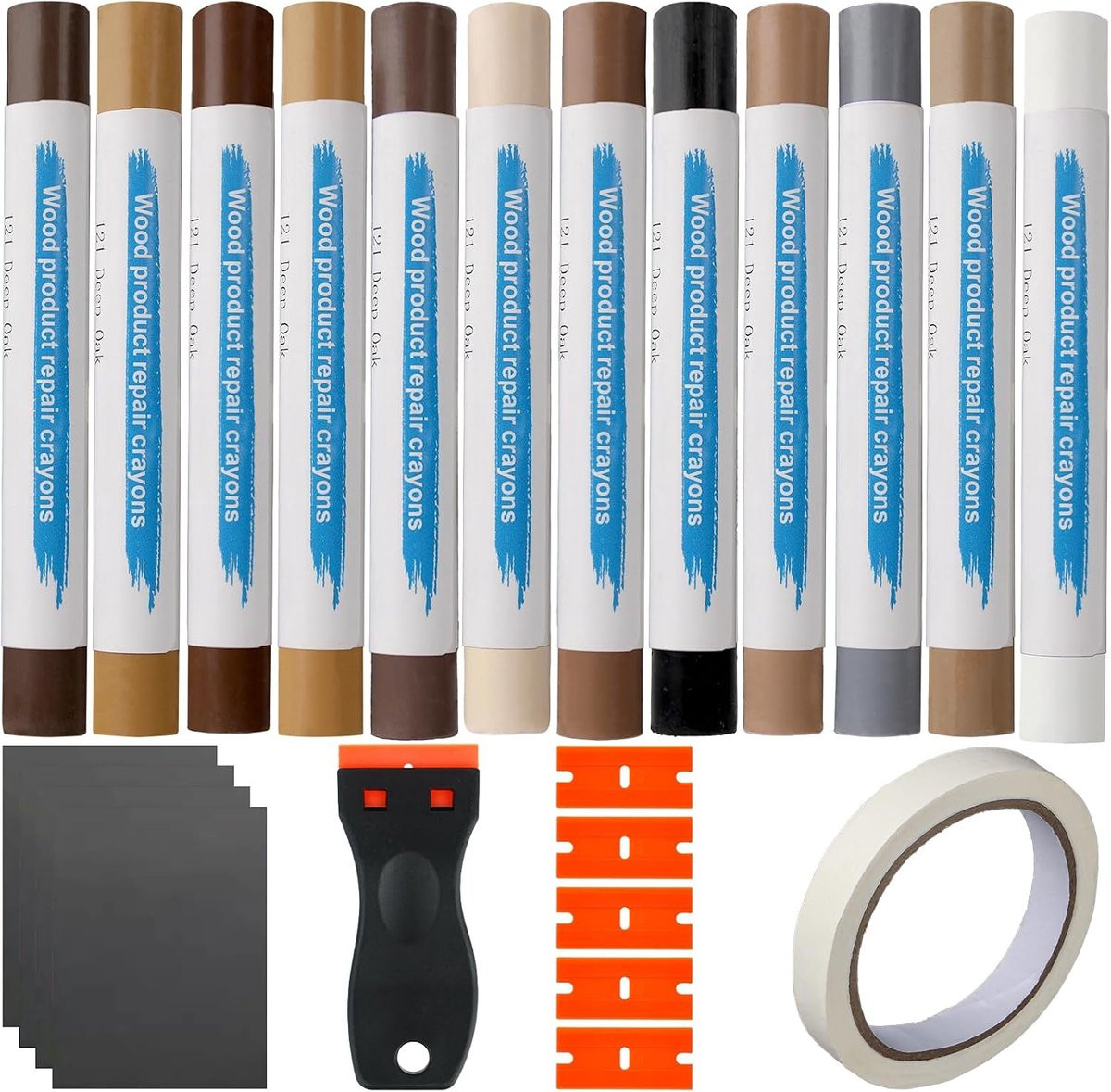 Complete reparatieset voor hout met 12 mengbare kleuren voor het herstellen van meubels