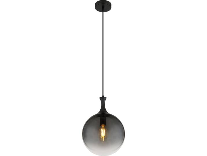 Suspension\, métal noir\, verre fumé\, H 141 cm