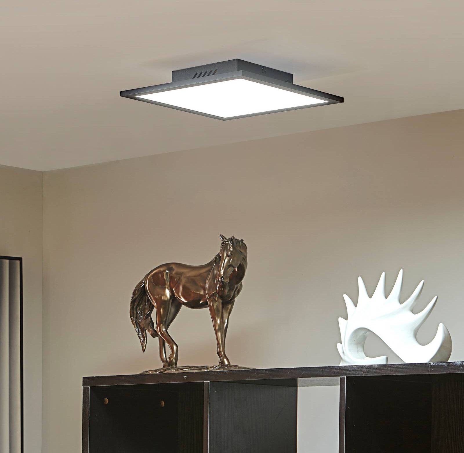 LED Panel Lamin Lindby, dimmbar, schwarz, für Wohn- / Esszimmer, Modern, LED Deckenleuchte