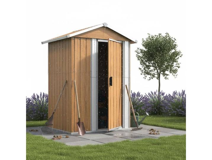 Abri de jardin – Acier galvanisé – Abri de rangement robuste avec porte coulissante et grand espace de stockage