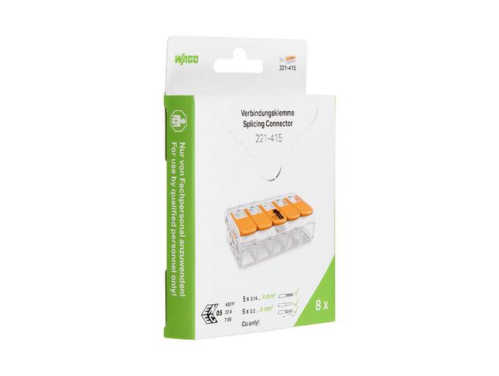 Wago Steckklemme Compact 5x 0.14-4mm2 mit Betätigungshebel 8 Stk.
