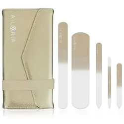 AILORIA Contour Luxe Glasnagelfeilen-Set mit Spiegelchen im Etui, 5tlg.