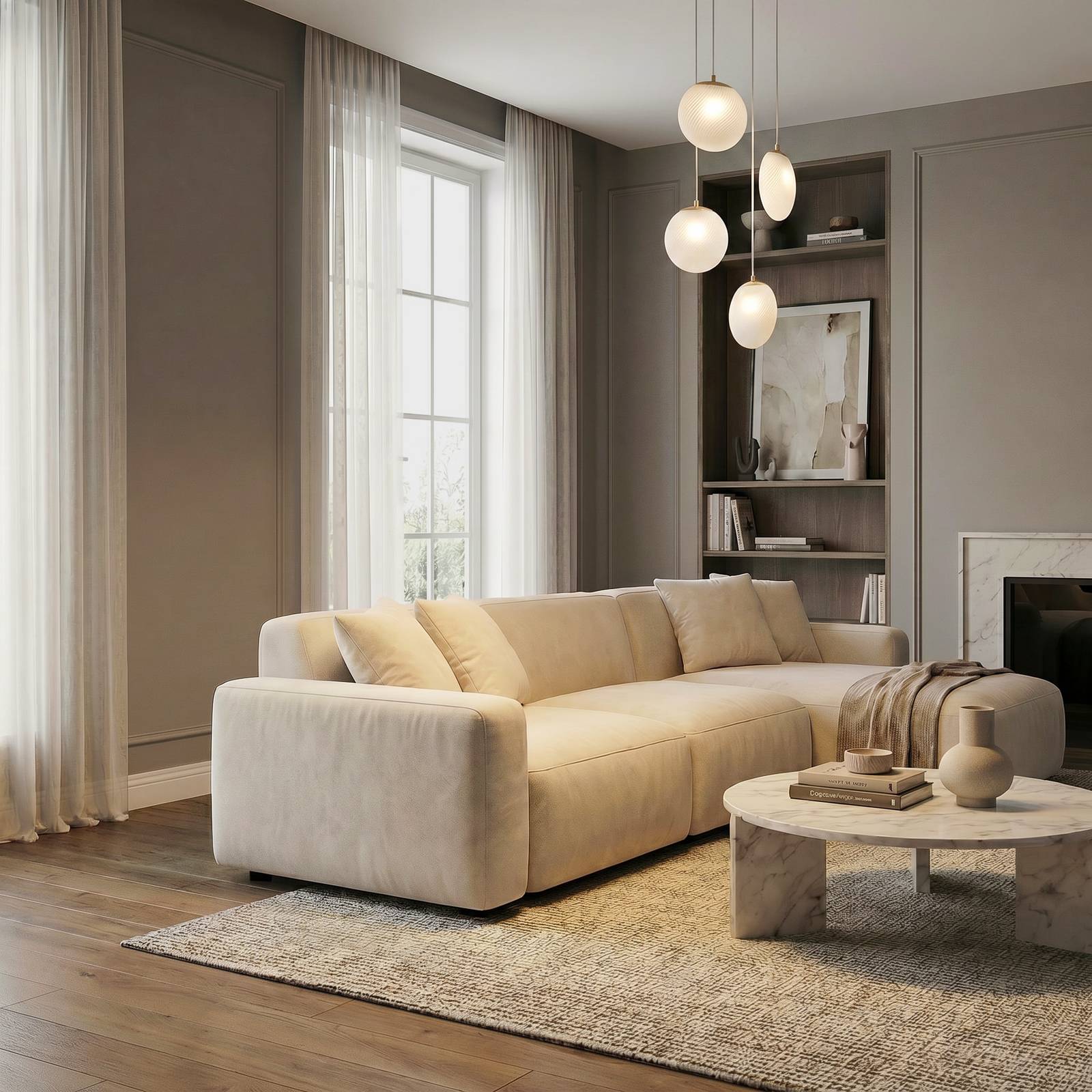 Glass Pendant Light Lunelle Lucande, dimmable, Living / Dining Room, Glass, Modern, Ceiling Light