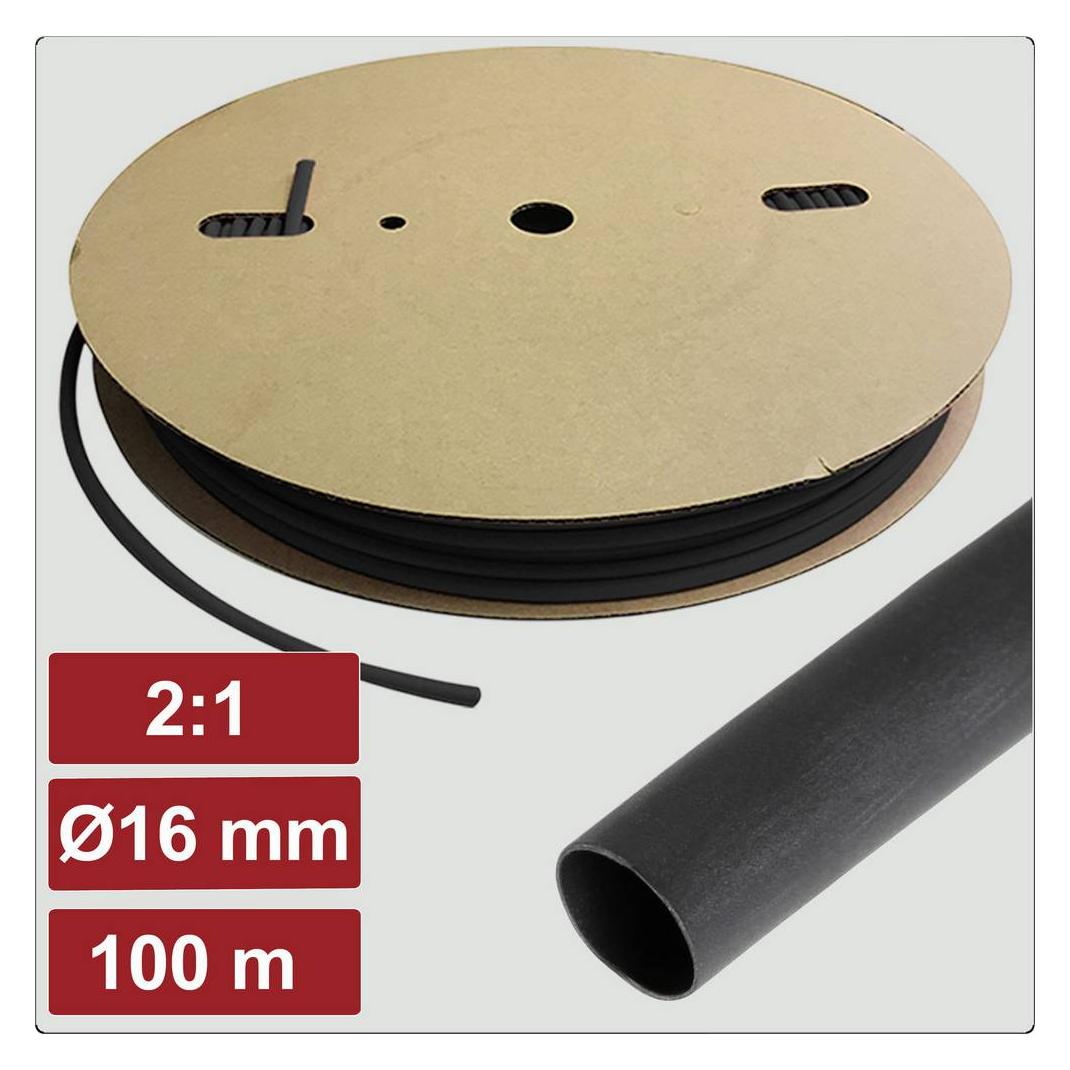 Electronic Garage EG25CA009 Schrumpfschlauch ohne Kleber Schwarz 16 mm 8 mm Schr (100x) (EG25CA009)