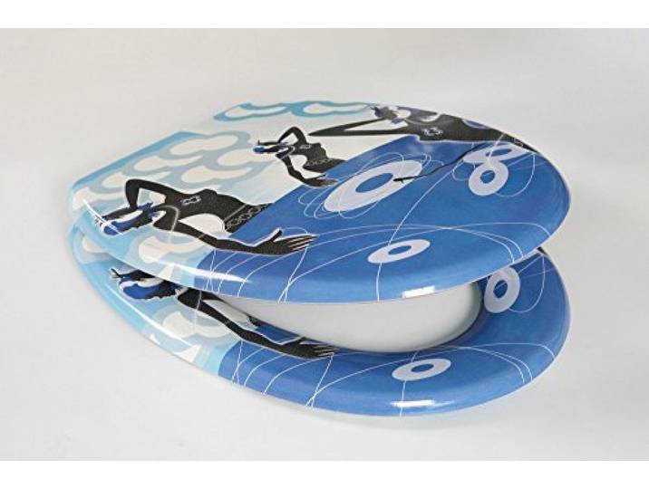 ADOB WC Sitz Klobrille Motiv DJ, messingverchromte Scharniere, Blau