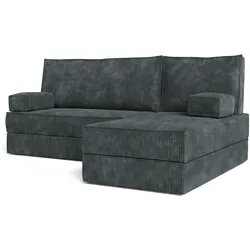 ECKSOFA NOTIA modulares Boneless Sofa mit Schlaffunktion Grau Cordstoff