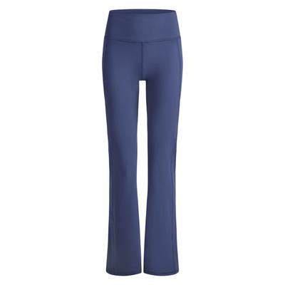 Trainingshose FABLETICS "Fabletics Hose OASIS HIGH-WAISTED KICK FLARE", Damen, Gr. M, N-Gr, blau (deep navy), Obermaterial: 82% Polyester PES. 18% Elasthan EL., uni, regular fit, Hosen Trainingshose, mit hohem Bund