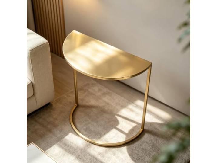 Beistelltisch C-Form, Sofa Couchtisch mit Metallrahmen, modern, vielseitig Robuster Metallrahmen, C-förmiges Design, platzsparender Sofa-Beistelltisch(Gold Small,23.6in*19.7in*9.8in)
