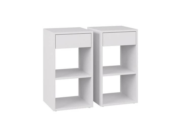 Vicco Nachttisch Dany Weiß 2er Set, Holzwerkstoff, 1 Fächer, 1 Schubladen, Rechteckig, 35x65x35 cm, Schlafzimmer, Nachttische