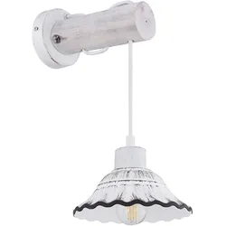Wandlampe Spotstrahler Esszimmer Holz Keramik weiß getüncht schwarz H 32cm