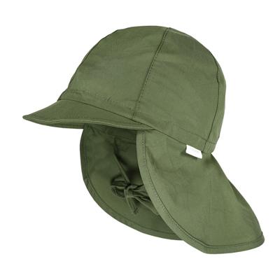 Sonnenhut MAXIMO, Jungen, Gr. 47, grün (kaper), Popeline, Baumwolle, unifarben, Hüte, verstellbarer Kinnriemen, mit Nackenschutz, mit Gummizug