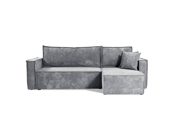 Petits-meubles Ecksofa Ezekiel 3 Sitzplätze Hellgrau, Grau, Holz, 236x145 cm, Wohnzimmer, Sofas & Couches, Wohnlandschaften, Ecksofas
