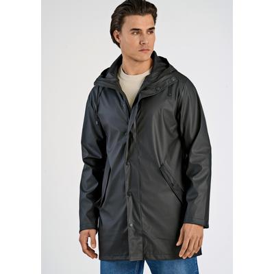 Regenjacke LINDBERGH "Regenmantel Relaxed Fit", Herren, Gr. M, schwarz, Obermaterial: 100% Polyurethan, unifarben, lässig geschnitten, Jacken Regenjacke