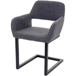 Esszimmerstuhl MCW-A50 II, Freischwinger Stuhl Küchenstuhl, Retro 50er Jahre Design ~ Stoff, grau