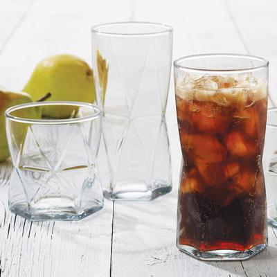 Libbey Rhombus 16-Piece Tumbler and Rocks Glass Set - Set of 16