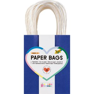 Folia Papiertüten Basic S, 21239, bunt, 12 x 15 x 5,5cm, mit Henkel, 20 Stück