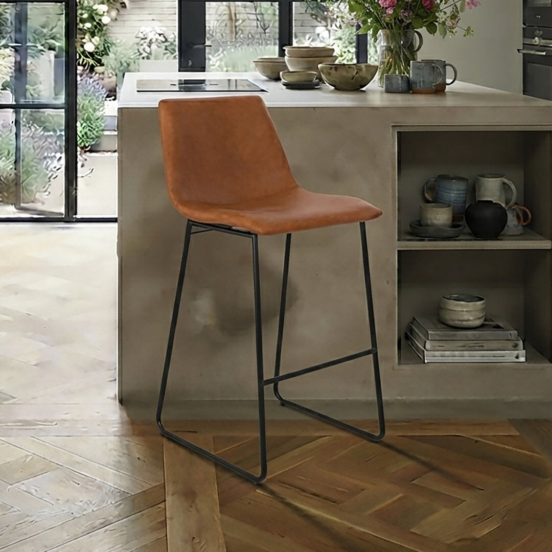Trent Austin Design Monte Sereno Upholstered Molded Barstool Caramel Maple 89cm H X 116.08cm W X 148.34cm D