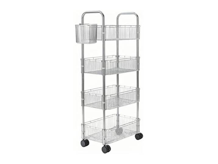 SDA287MZ Mobiler Snack- und Kosmetikwagen Badezimmer Couchtisch Aufbewahrungsregal, rollende Organizer-Box(Groß)