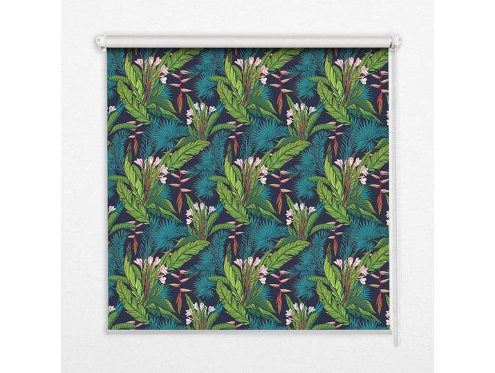 Tulup Innenrollo - Fensterrollo - Rollo - 150x140 cm - Exotische Pflanzen, Grün, Kunststoff, Rechteckig, 150x140x0.5 cm, Heimtextilien, Vorhänge, Rollos