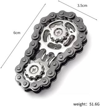 Quick Pick Pro GearFlow Precision Fidget Spinner Metal Desk Toy For Stress Relief & Focus black Chain