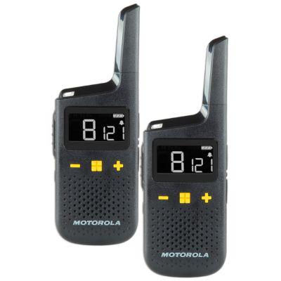 PMR-Funkgeräteset Motorola XT185, 2-teilig, lizenzfrei, 2-Wege-Kommunikation, 16 Kanäle, bis 8 km, bis 24 h, IP54, inkl. Zubehör, schwarz-gelb