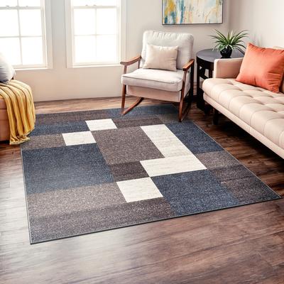 World Rug Gallery Modern Boxes Design Non-slip (Non-skid) Area Rug