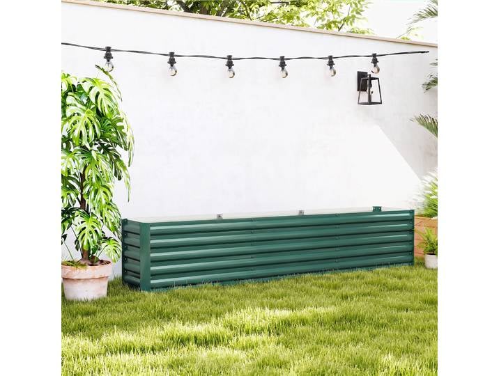 Outsunny Carré Potager Surélevé Acier Galvanisé Vert 240x40x45cm
