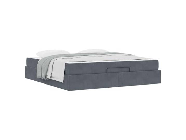 KKgypkn Moderne Bettgestell mit Matratze 2 pcs Dunkelgrau Samt, Bett mit Stauraum Schubladen dunkelgrau, Doppelbett mit Matratze