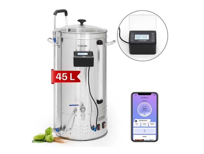 Klarstein Bierzapfanlage Brauheld Smart, Bierzapfanlage Zapfanlage 45 L 2500W Edelstahl LCD Display