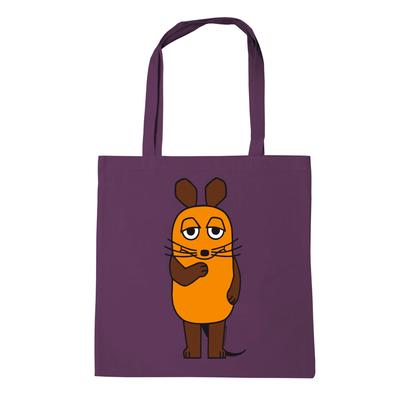 Henkeltasche LOGOSHIRT "Baumwolltasche Die Sendung mit der Maus", Damen, Gr. B/H/T: 8,5cm x 38cm x 42cm, lila, Baumwolle, bedruckt, Taschen, mit Sendung mit der Maus-Logo