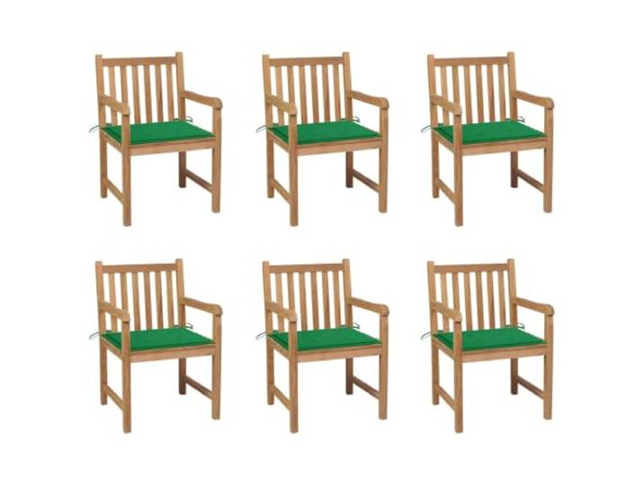 Coespram Gartenstühle 6er Set Massivholz Teak mit Grünen Kissen Robuste Armlehnenstühle aus Teakholz für Terrasse, Balkon und Garten. Inklusive bequemer grüner Polsterauflagen.