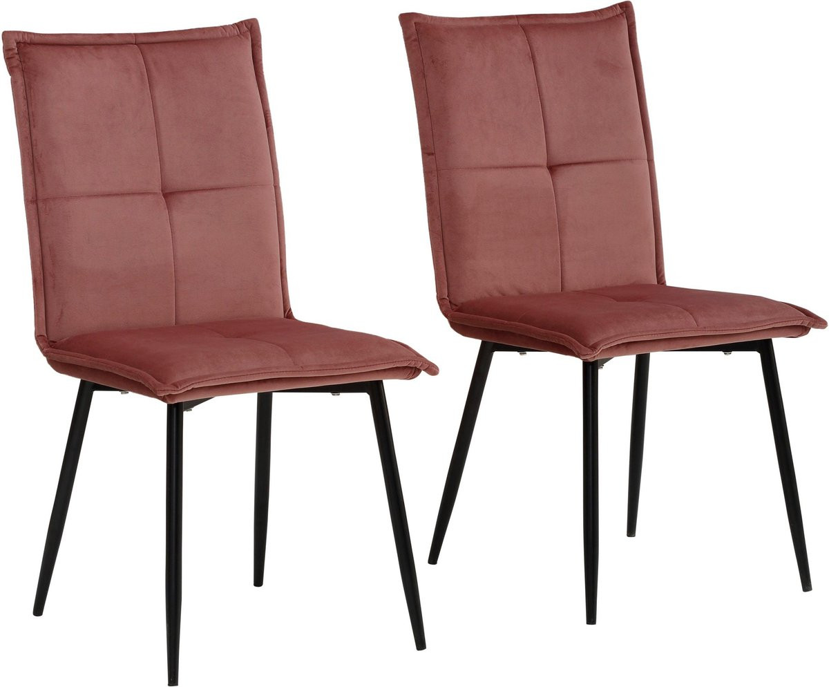 Mandy Eetkamerstoel - 2 stuks - Roze Fluweel