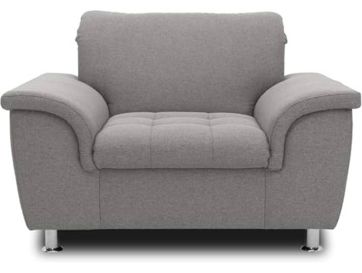 DOMO. Collection Sessel Franzi, Nackenfunktion, hellgrau Sessel mit Nackenfunktion und Steppung, breite Armlehnen für Komfort, 120 x 105 x 81 cm (BxTxH)