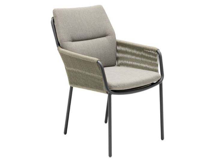 LC Garden Como Gartensessel Aluminium mit Sitz- und Rückenkissen Dunkelgrau Sand