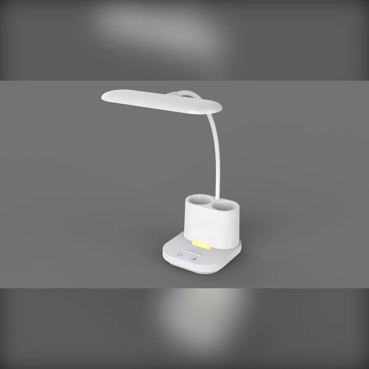 INF Wiederaufladbare Stifthalter-Schreibtischlampe mit Touch-Dimmer, Augenpflege LED 60 2835LED, USB, Helligkeitsspeicher, Weiß