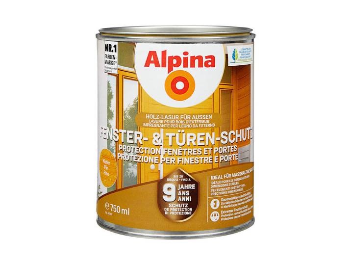 Alpina Holzlasur Fenster- und Türen-Schutz Kiefer 0.75 l Seidenmatt