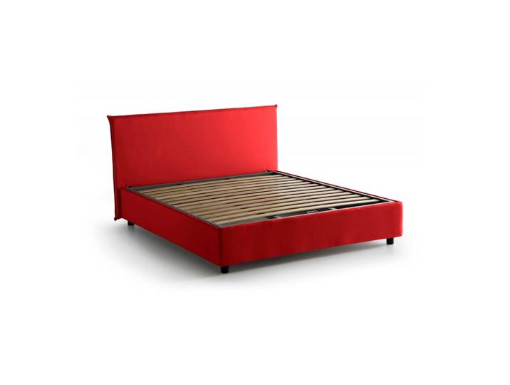 Lit double en tissu rouge 140x190 cm