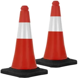 ECD Germany 2 x Verkehrskegel 51 cm Rot-Weiß mit Fuß Reflektierend Warnkegel Leitkegel Verkehrshütchen Markierungskegel