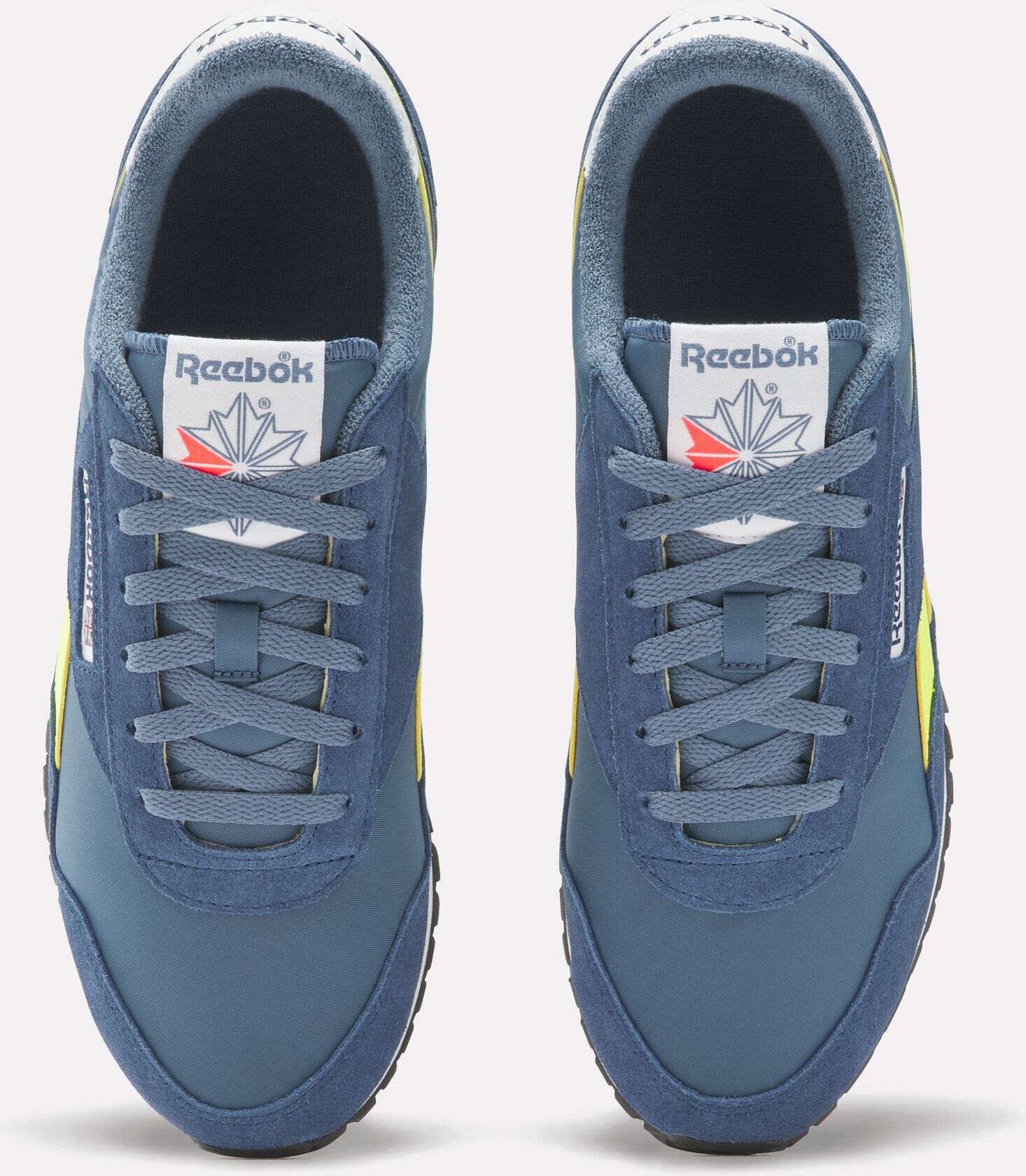 Sneaker REEBOK CLASSIC "CLASSIC AZ", Gr. 36,5, blau (shadow, batik blau, solar acid gelb), Leder, Synthetik, Textil, Schuhe Sneaker shadow, batik blau, solar acid gelb 36,5