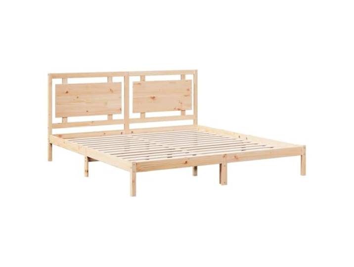 KTHLBRH Bettgestell extra lang ohne Matratze 200 x 210 cm Massivholz Lattenrost inklusive, Kopfteil inklusive, unbehandeltes, natürliches Kiefernholz, Montage erforderlich