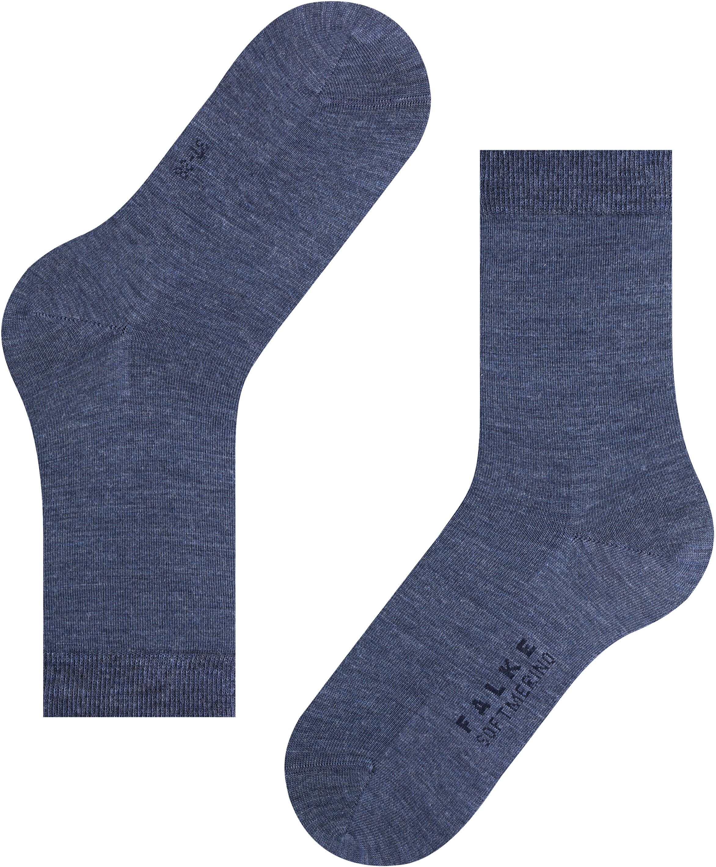 Socken FALKE "Softmerino", Damen, Gr. 41-42, blau (dunkelblau meliert), Materialmix, unifarben, Socken Socken, feines Maschenbild, für Alltag und Business, atmungsaktiv dunkelblau meliert 41-42