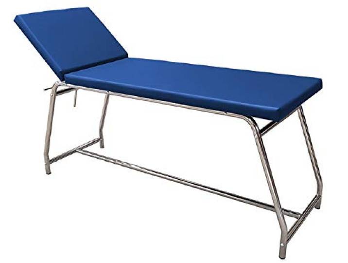 GIMA, UNTERSUCHUNGSTISCH - Belastbarkeit 120 kg, verchromt - blaue Matratze