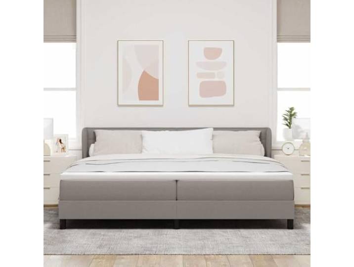 KTHLBRH Boxspringbett mit Matratze taupe 200 x 200 cm Stoff Holzgestell, verstellbares Kopfteil, Taschenfedern, Ständer 280 kg