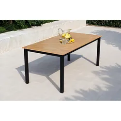 VILLANA Tasmania Esstisch, anthrazit/naturbelassen, Alu/Eukalyptus, 180 x 90 cm, FSC®-zertifiziertes Produkt